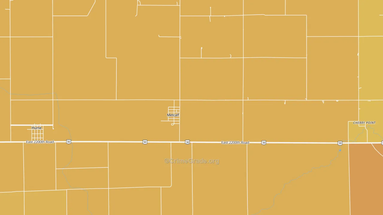 Metcalf, IL Map of Burglary Rates