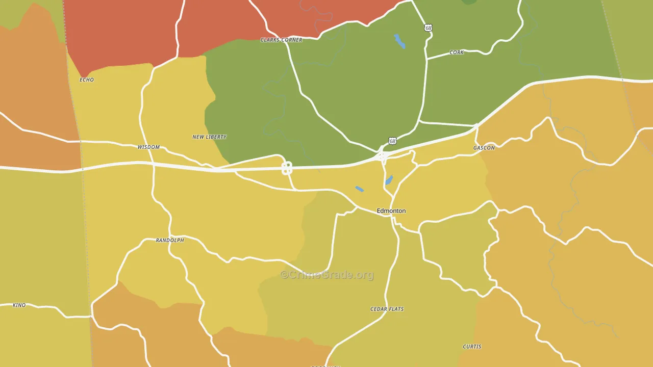 Metcalfe County, KY Map of Burglary Rates