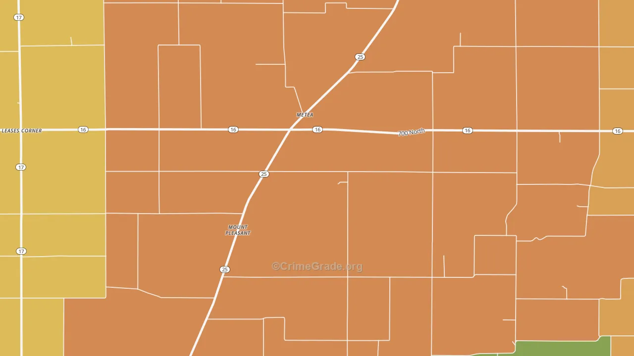 Metea, IN Map of Burglary Rates