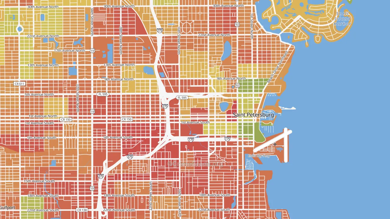 Methodist Town, St. Petersburg, FL Map of Burglary Rates