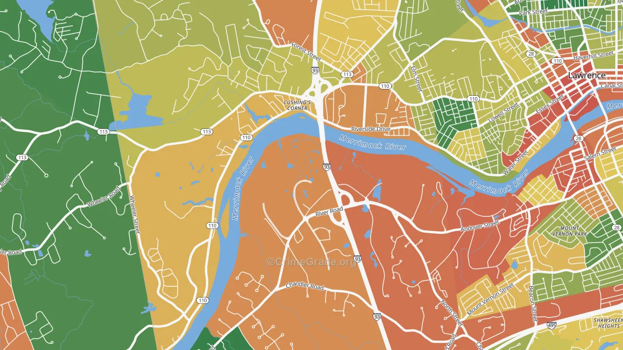 Methuen, MA Map of Burglary Rates