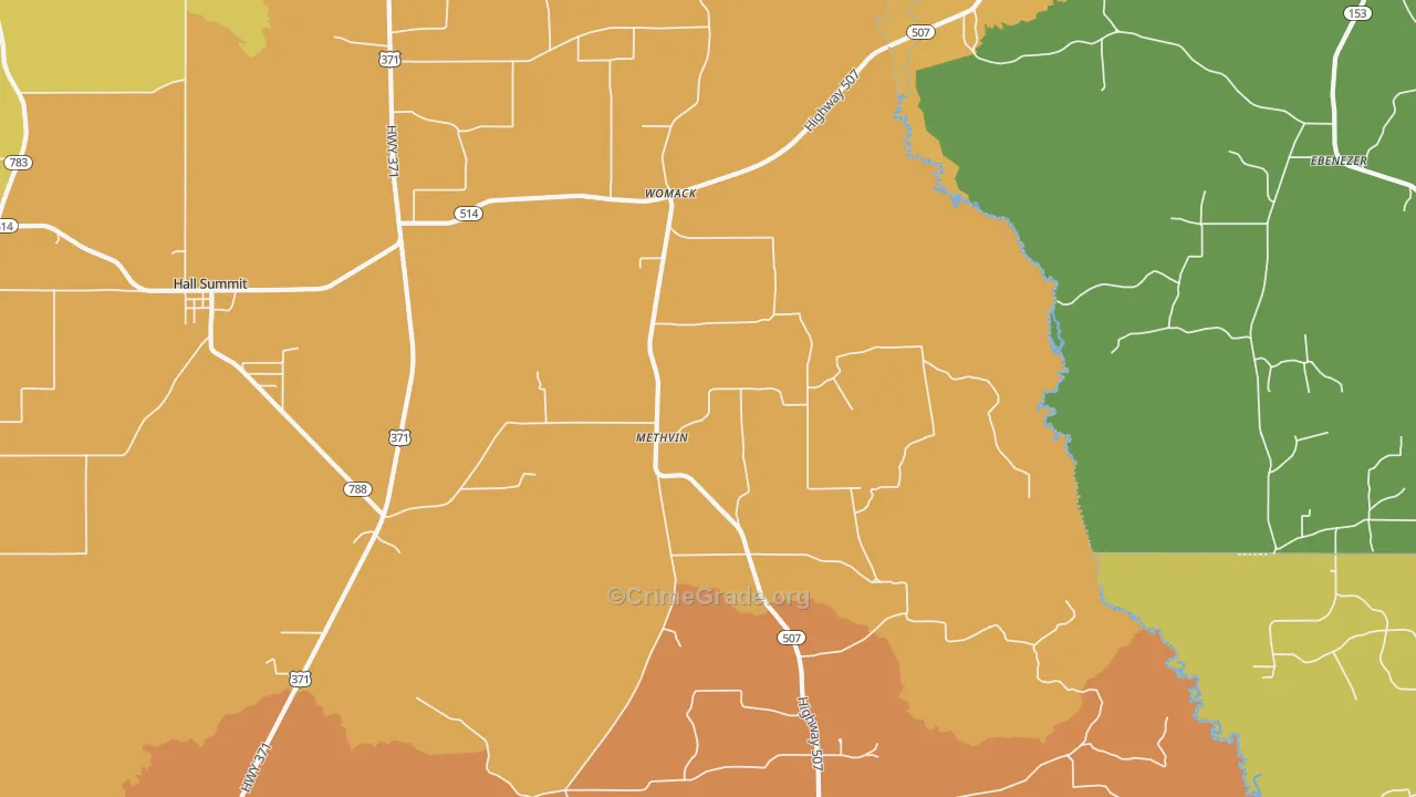 Methvin, LA Map of Burglary Rates