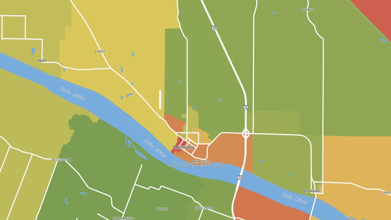 Metropolis, IL Map of Burglary Rates