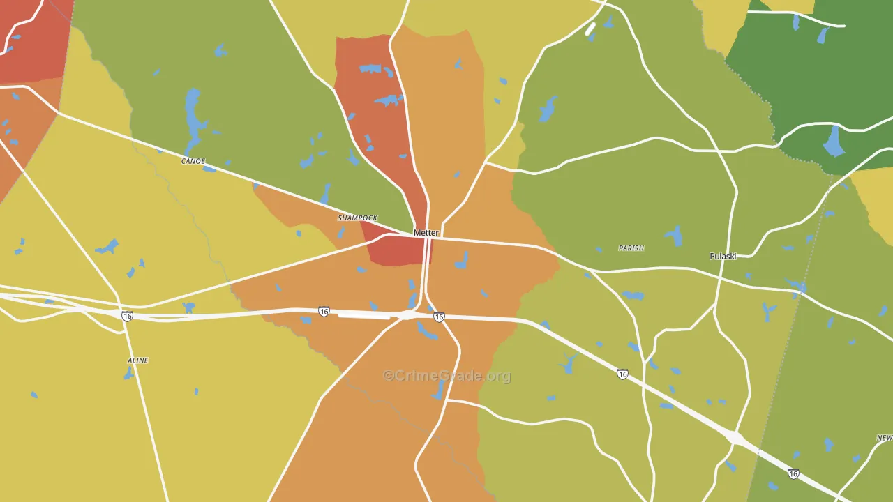Metter, GA Map of Burglary Rates