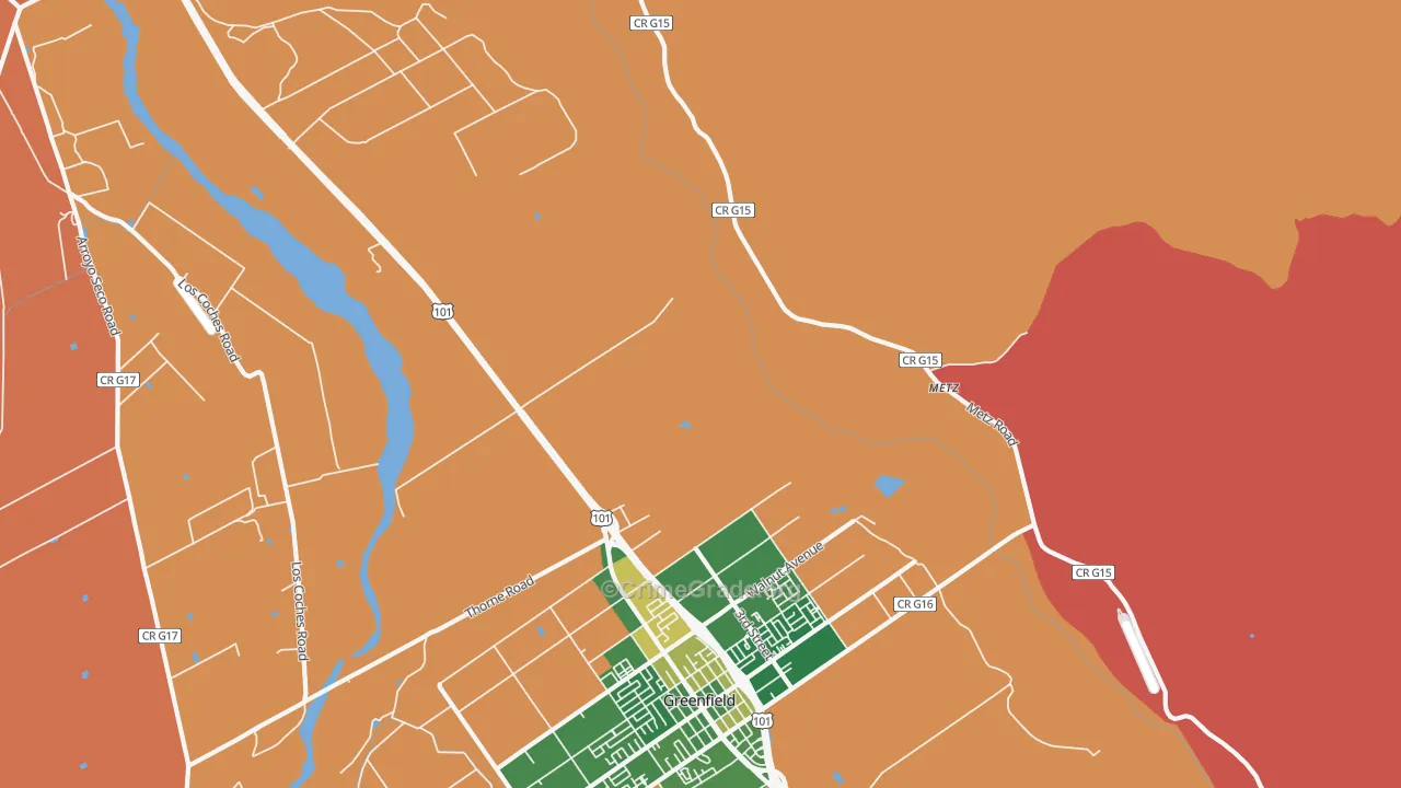 Metz, CA Map of Burglary Rates