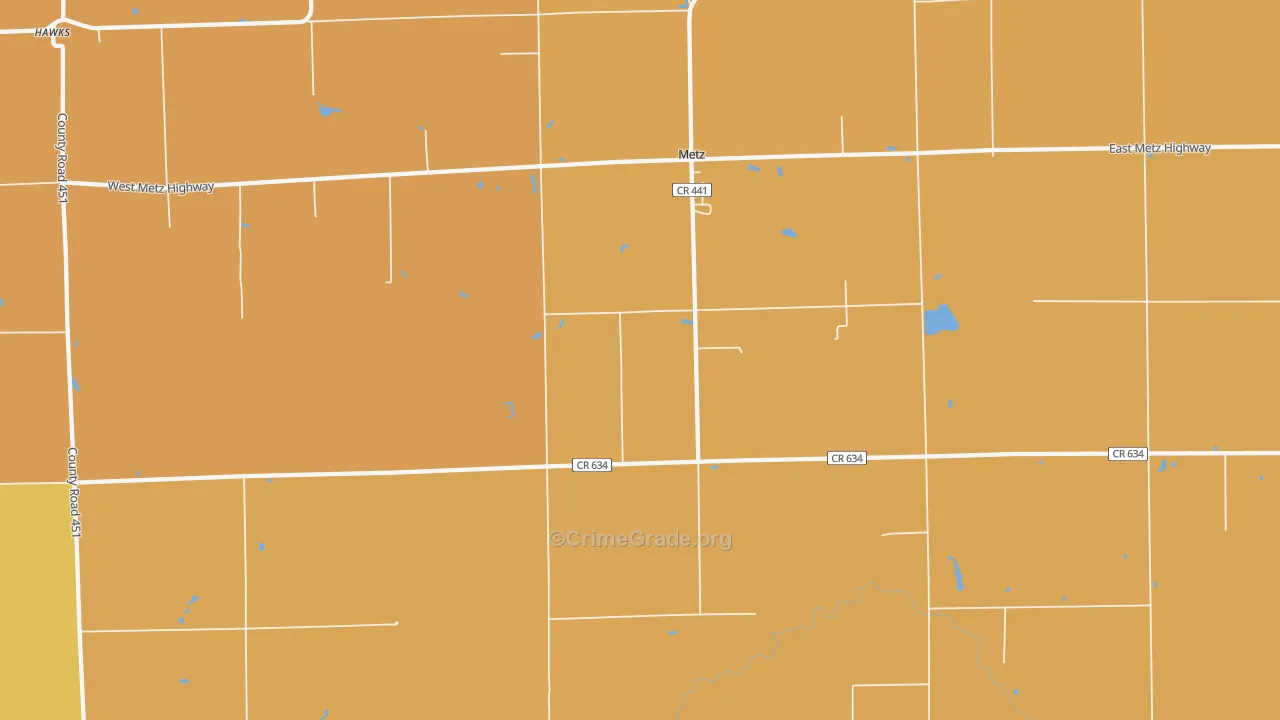 Metz, MI Map of Burglary Rates