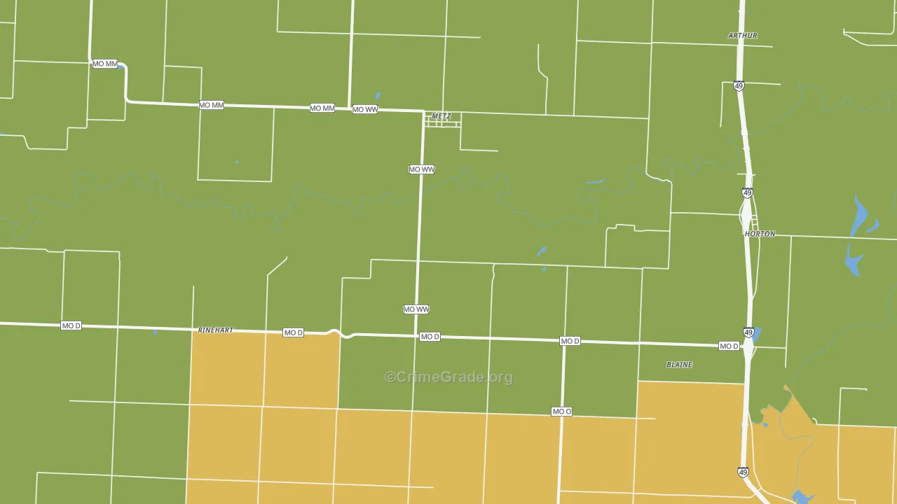 Metz, MO Map of Burglary Rates