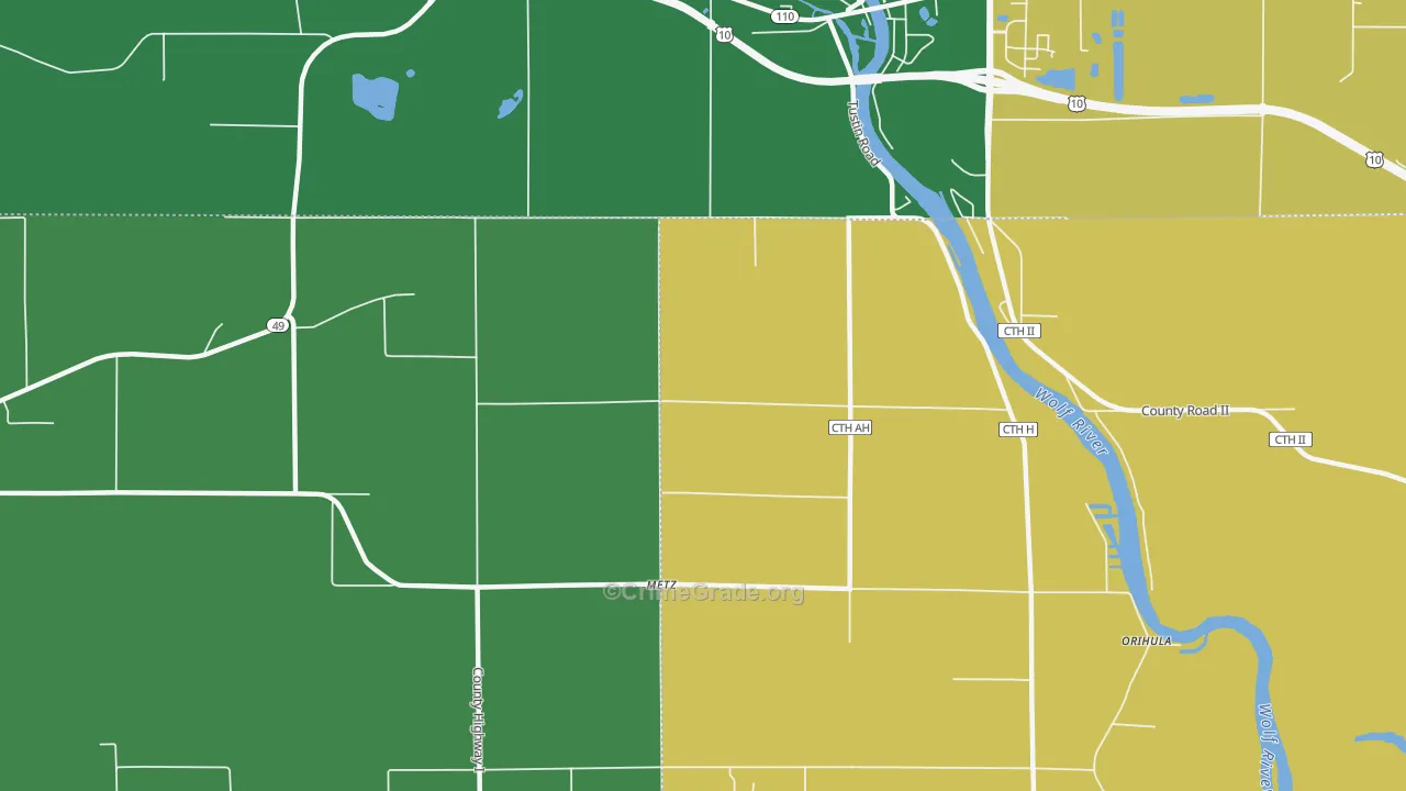 Metz, WI Map of Burglary Rates
