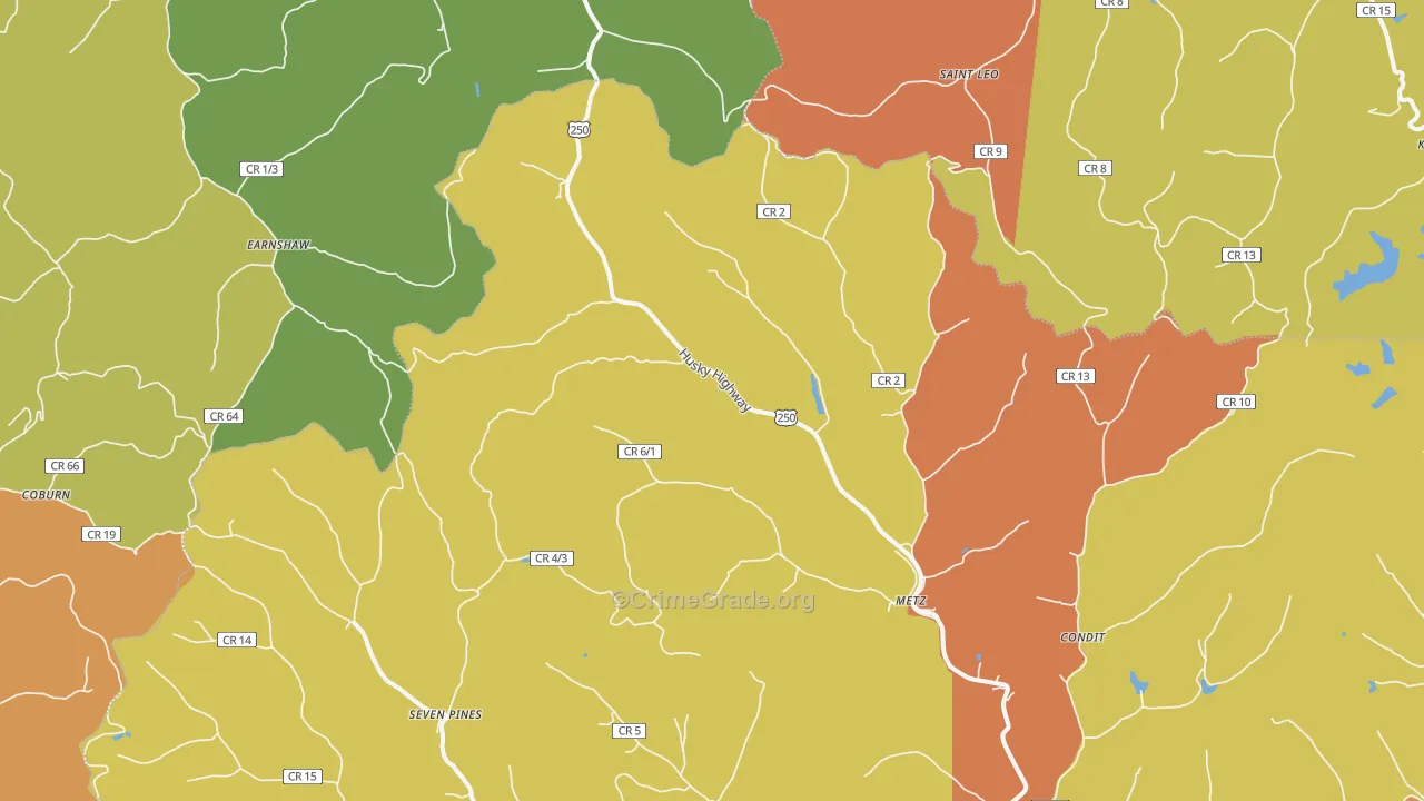 Metz, WV Map of Burglary Rates