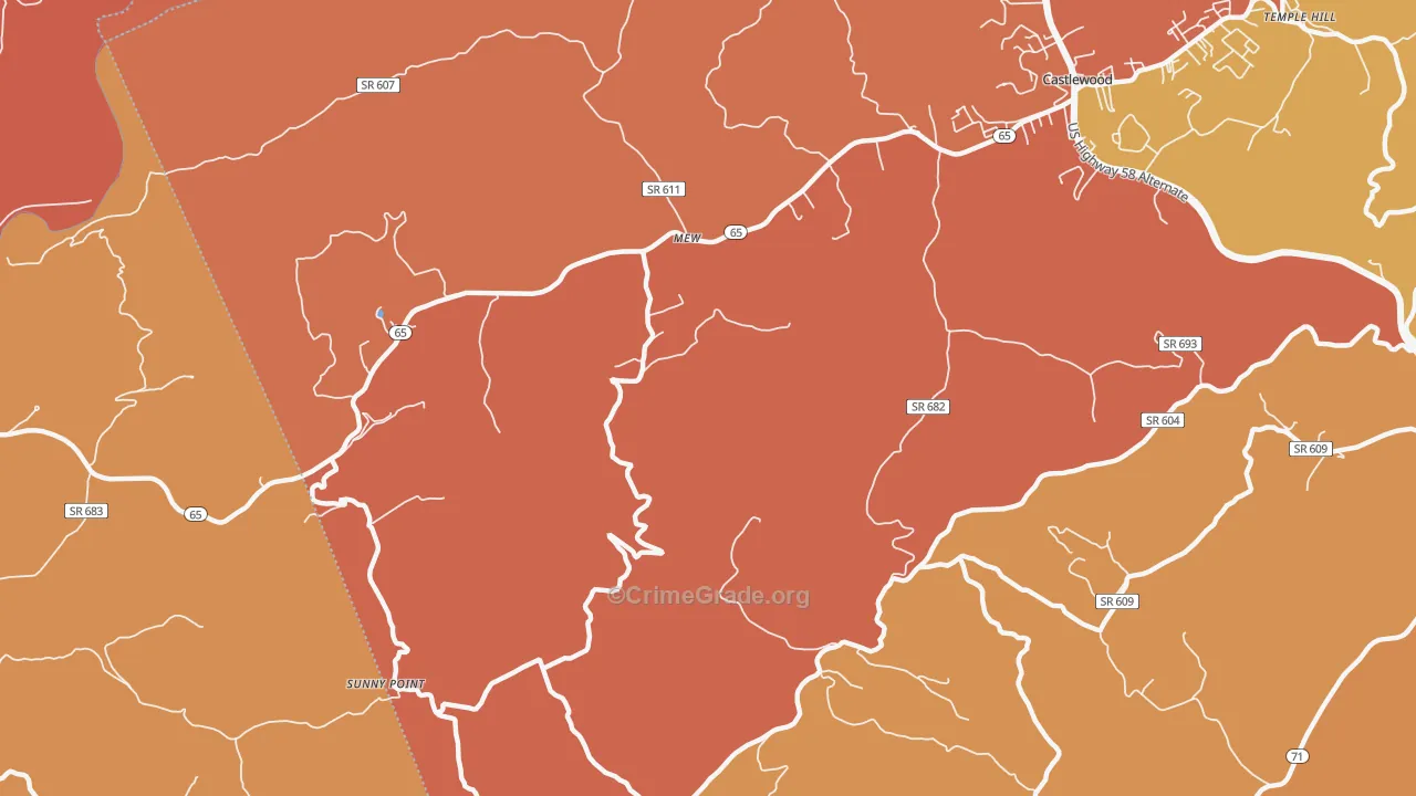 Mew, VA Map of Burglary Rates