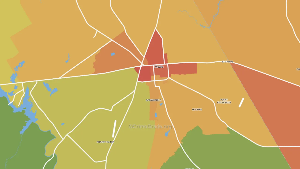 Mexia, TX Map of Burglary Rates
