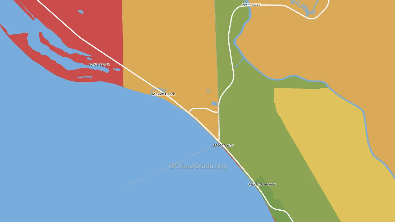 Mexico Beach, FL Map of Burglary Rates