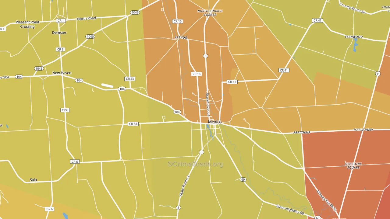 Mexico, NY Map of Burglary Rates