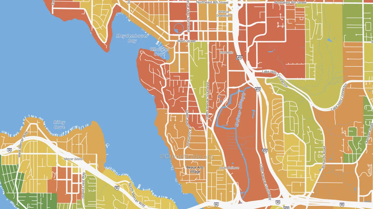 Meydenbauer, Bellevue, WA Map of Burglary Rates