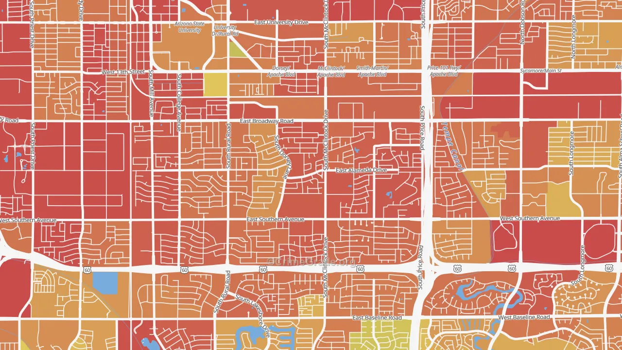 Meyer Park, Tempe, AZ Map of Burglary Rates