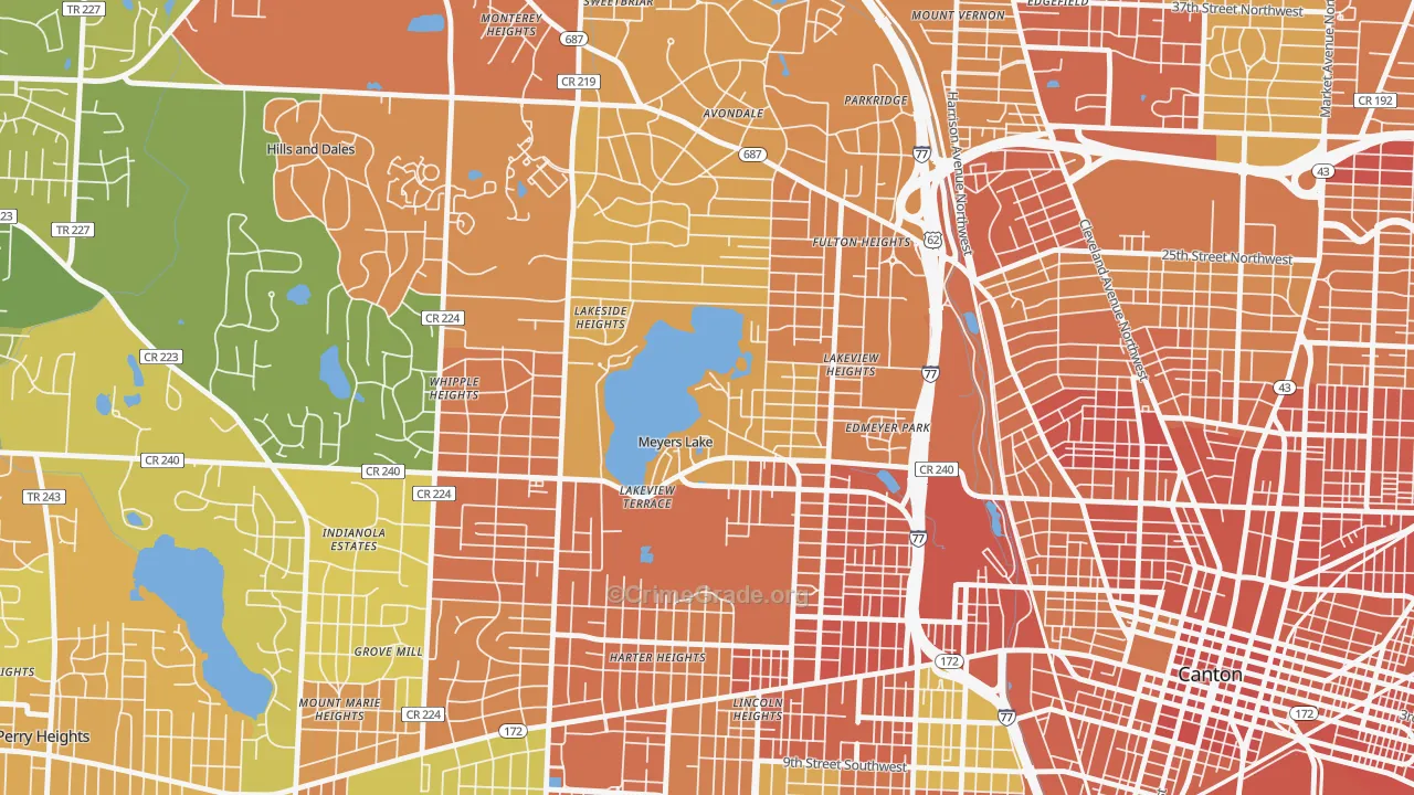 Meyers Lake, OH Map of Burglary Rates