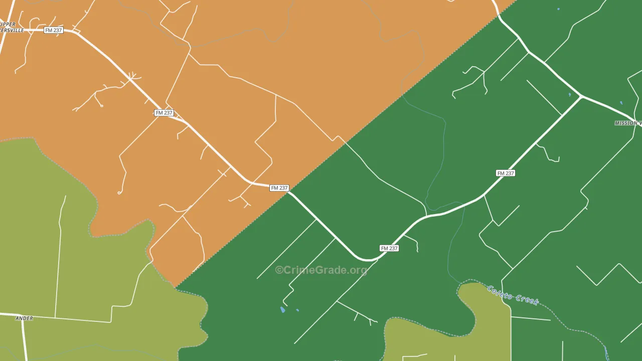 Meyersville, TX Map of Burglary Rates