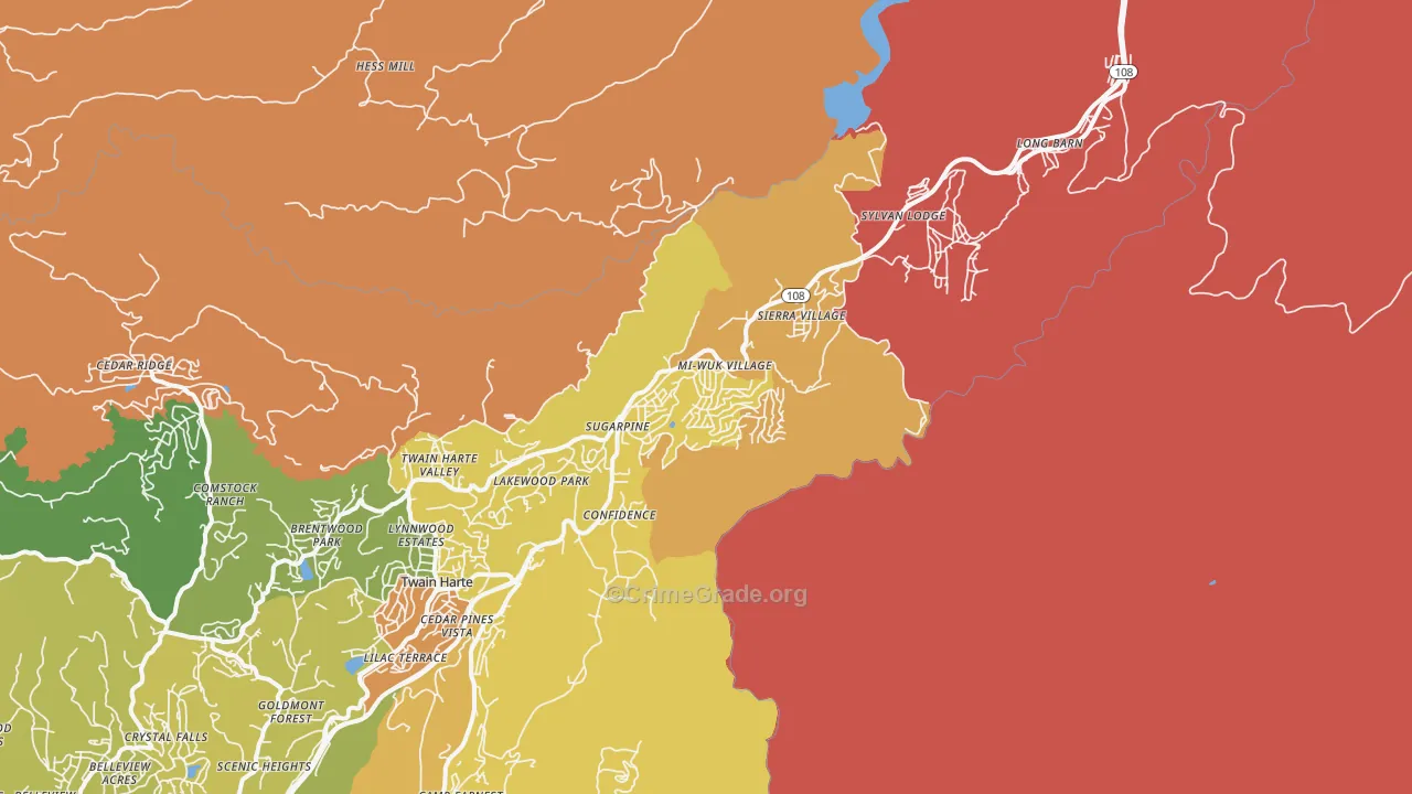 Mi-Wuk Village, CA Map of Burglary Rates
