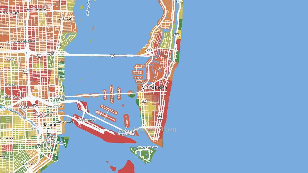 Miami Beach, FL Map of Burglary Rates