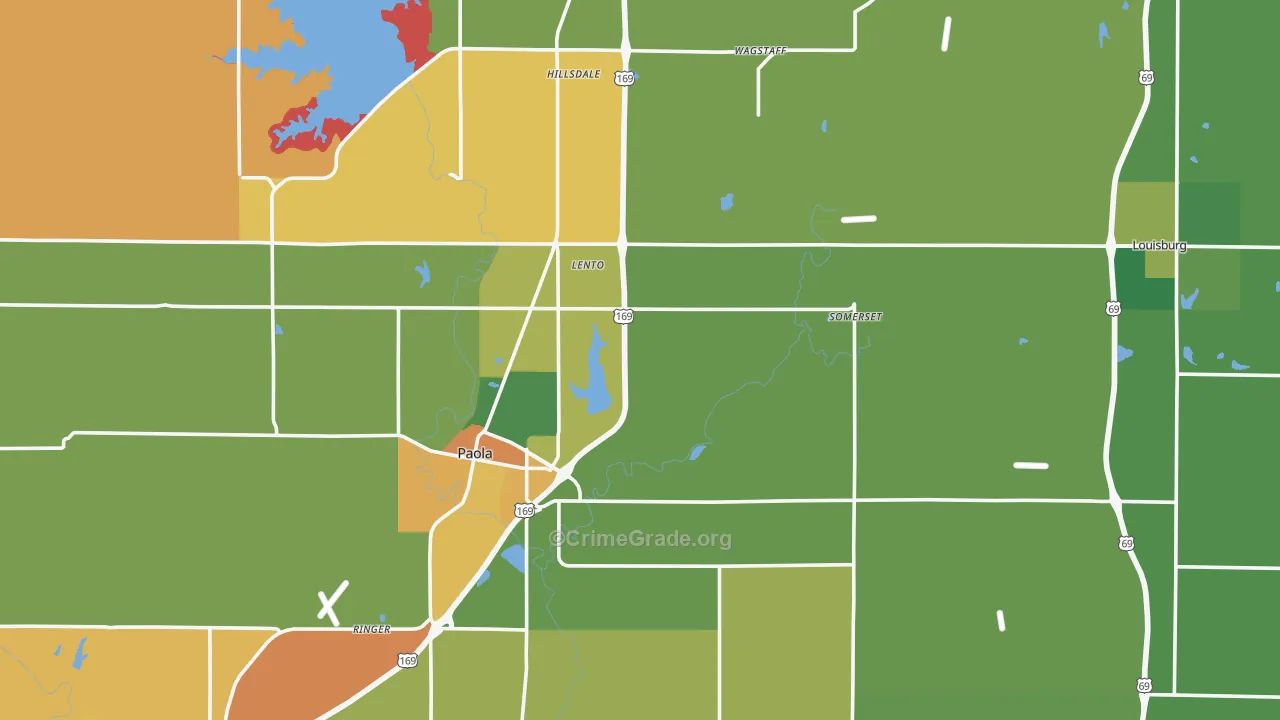 Miami County, KS Map of Burglary Rates