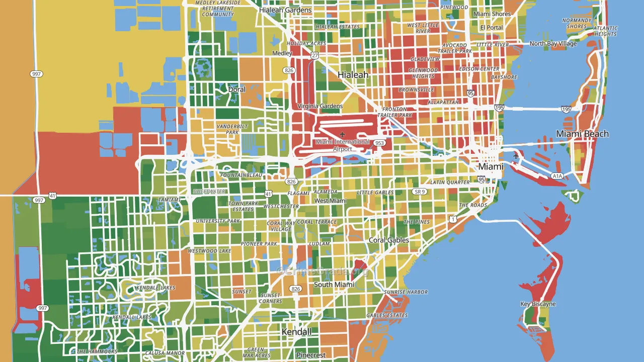 Miami-Dade County, FL Map of Burglary Rates