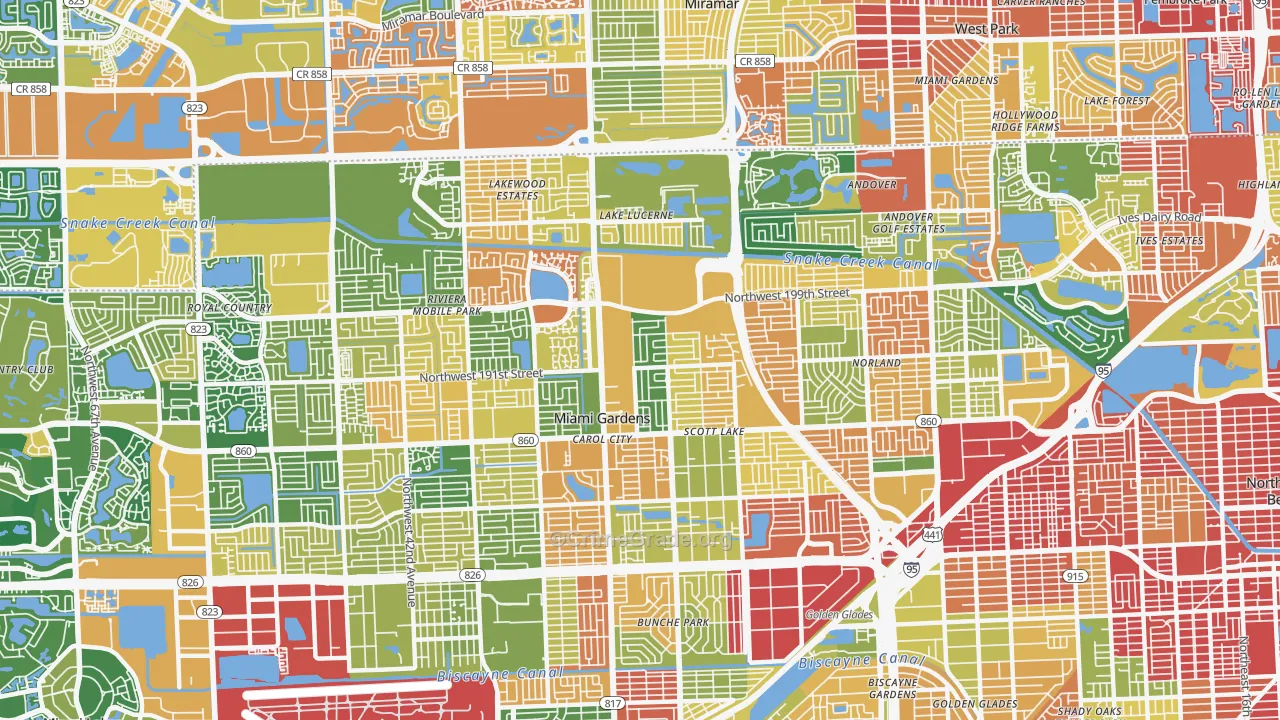 Miami Gardens, FL Map of Burglary Rates