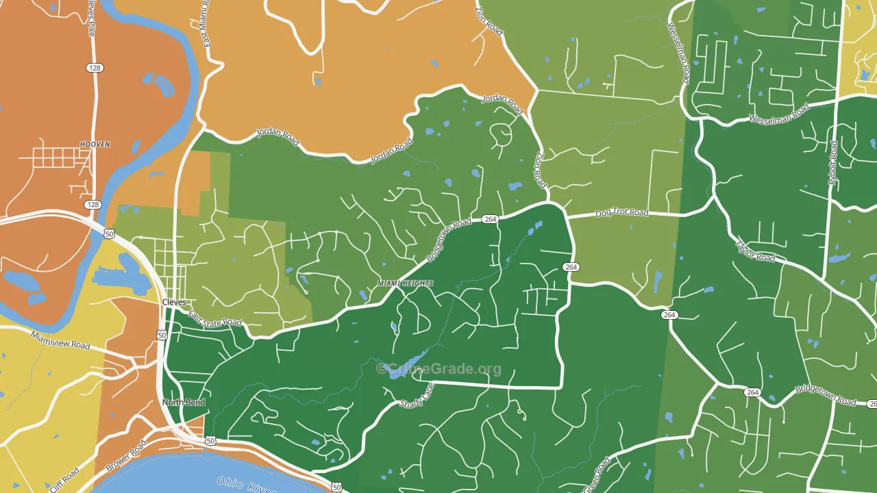 Miami Heights, OH Map of Burglary Rates