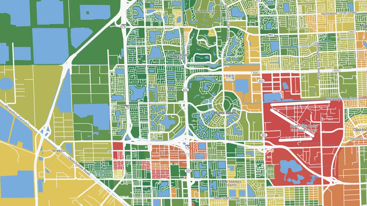 Miami Lakes, FL Map of Burglary Rates