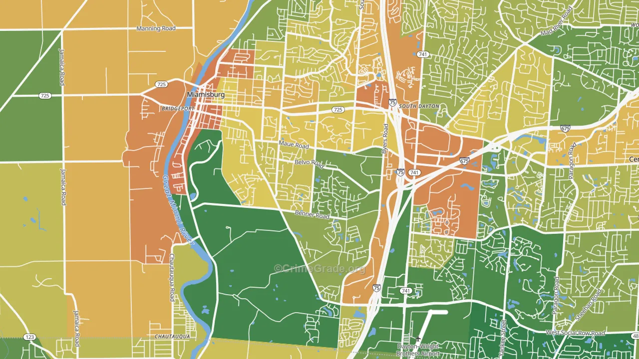 Miamisburg, OH Map of Burglary Rates