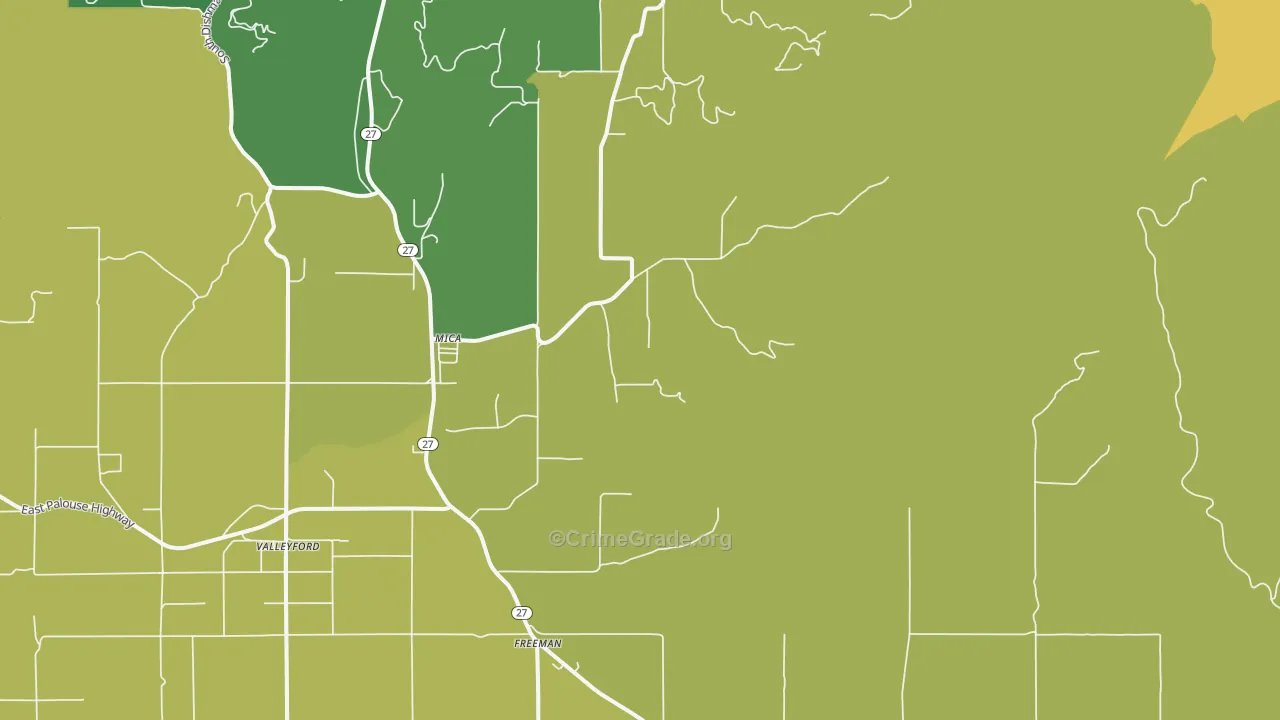 Mica, WA Map of Burglary Rates
