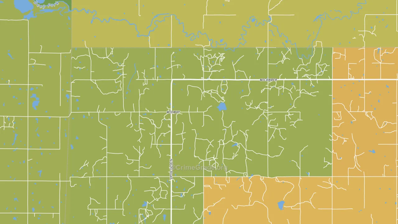 Micawber, OK Map of Burglary Rates