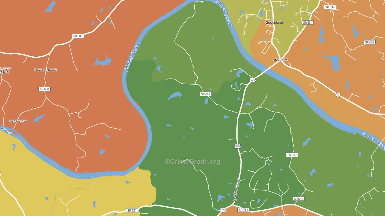 Michaux, VA Map of Burglary Rates