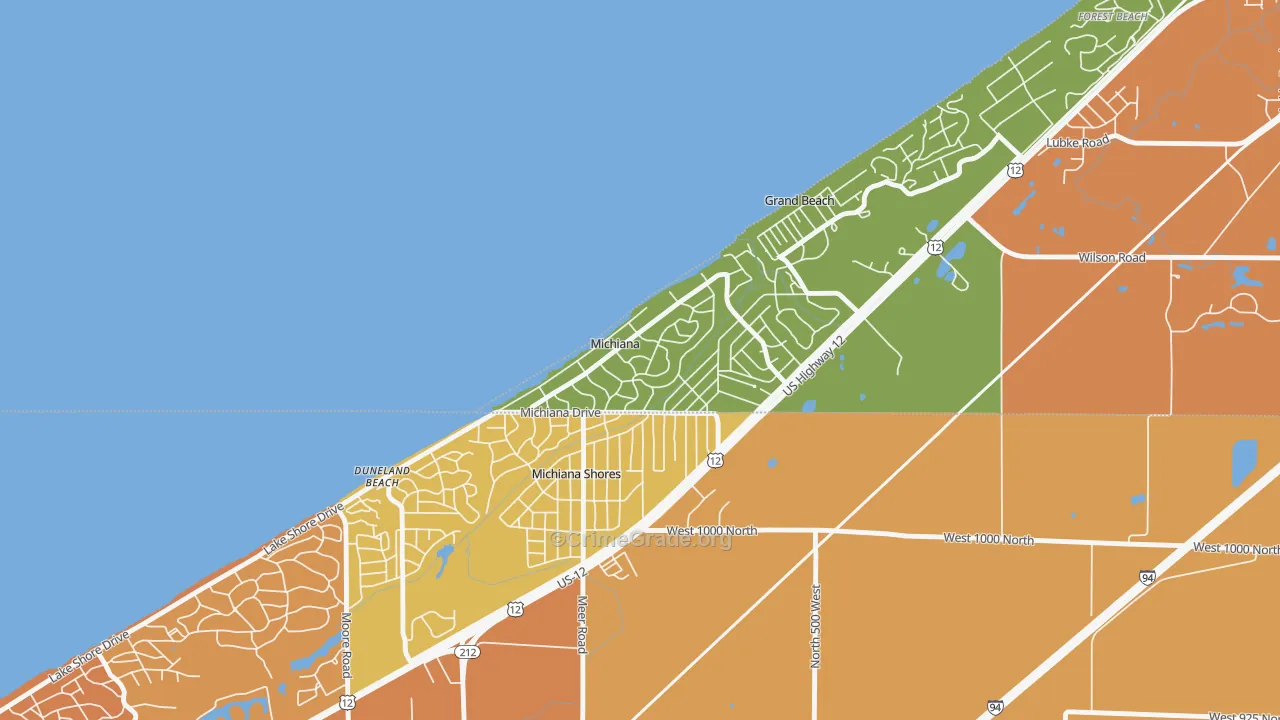 Michiana, MI Map of Burglary Rates