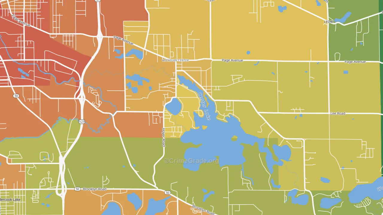 Michigan Center, MI Map of Burglary Rates
