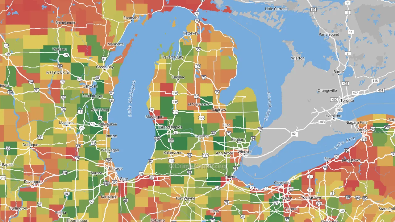 Michigan Map of Burglary Rates
