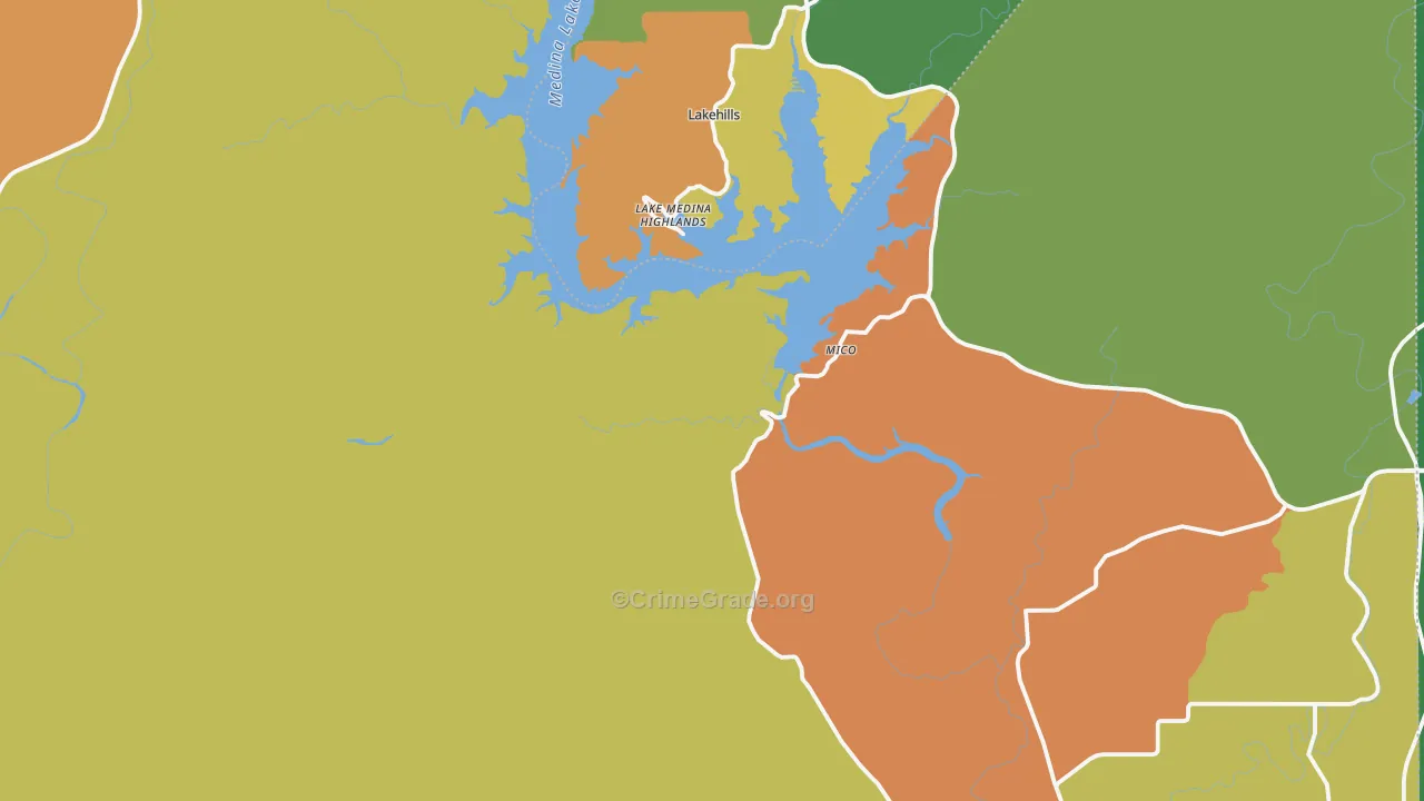 Mico, TX Map of Burglary Rates