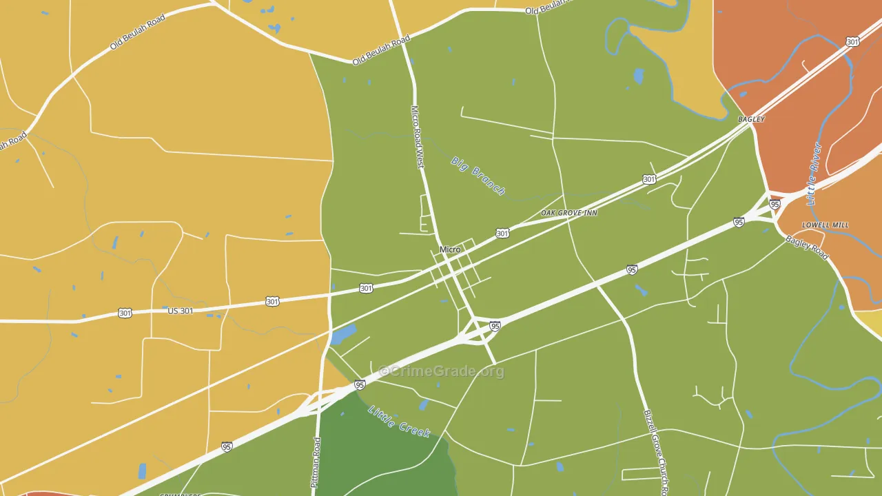 Micro, NC Map of Burglary Rates