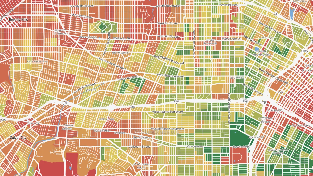 Mid City, Los Angeles, CA Map of Burglary Rates