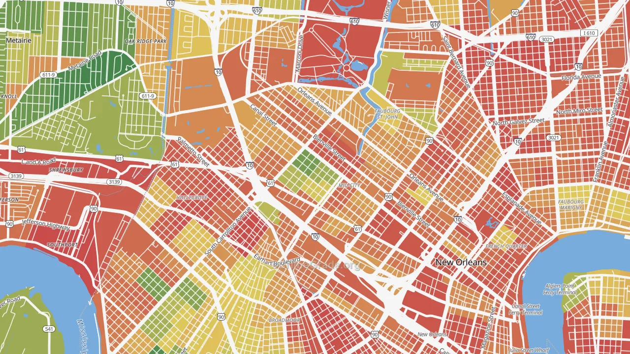 Mid-City, New Orleans, LA Map of Burglary Rates