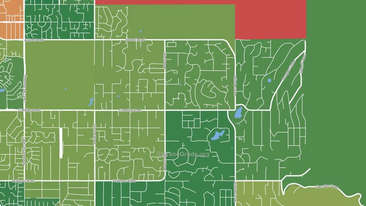 Mid-Hillside, Anchorage, AK Map of Burglary Rates