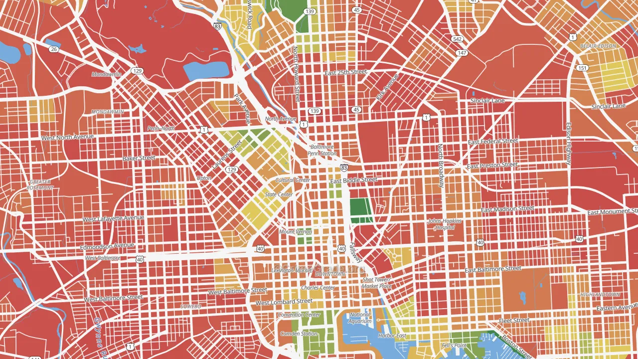 Mid-Town Belvedere, Baltimore, MD Map of Burglary Rates
