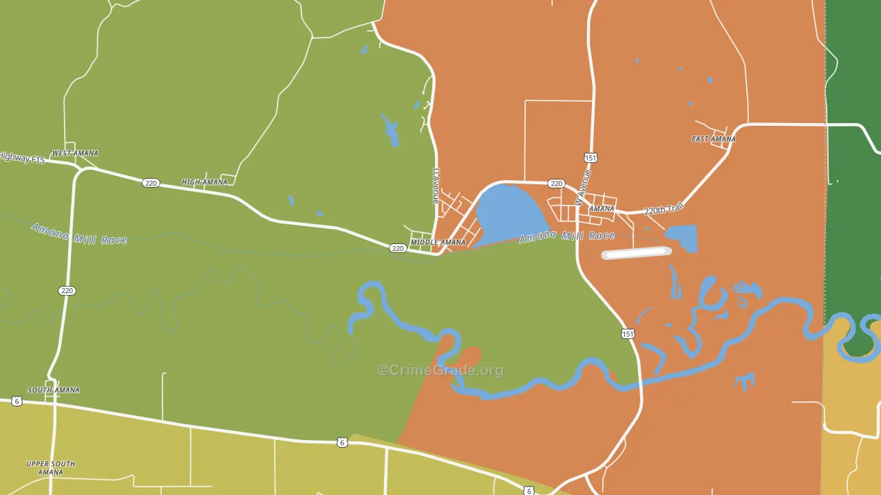 Middle Amana, IA Map of Burglary Rates