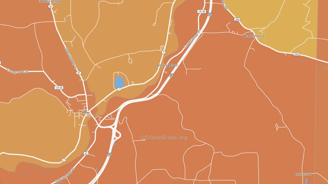 Middle Bridge, NY Map of Burglary Rates