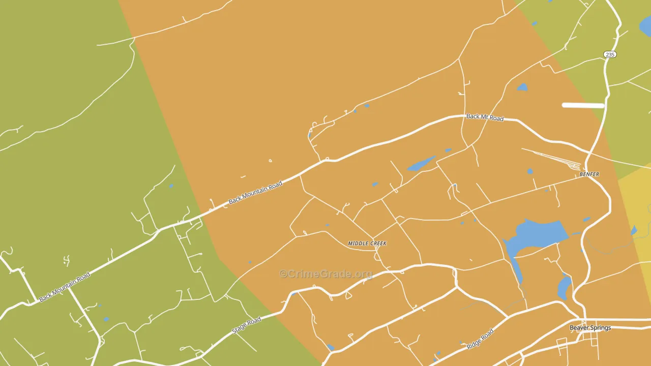 Middle Creek, PA Map of Burglary Rates