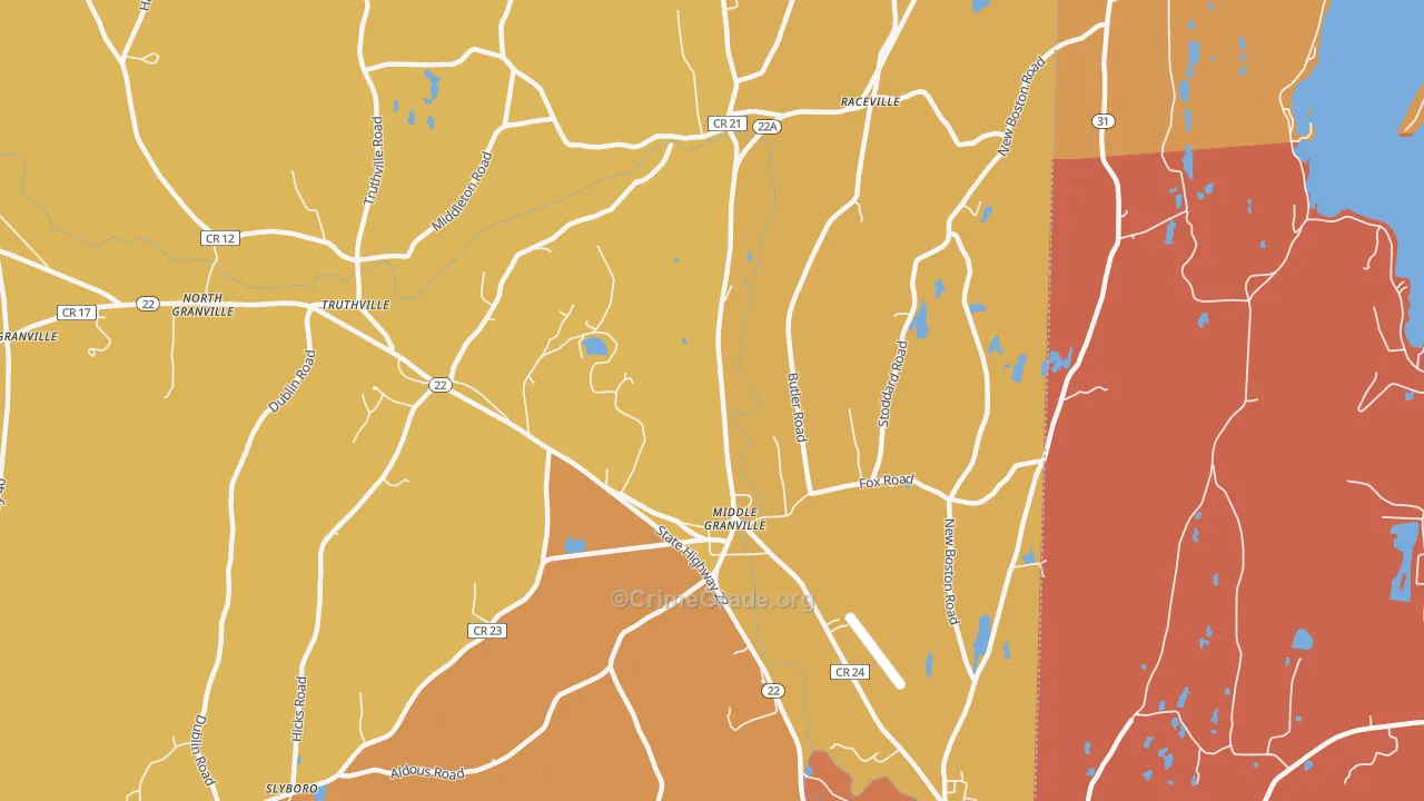 Middle Granville, NY Map of Burglary Rates