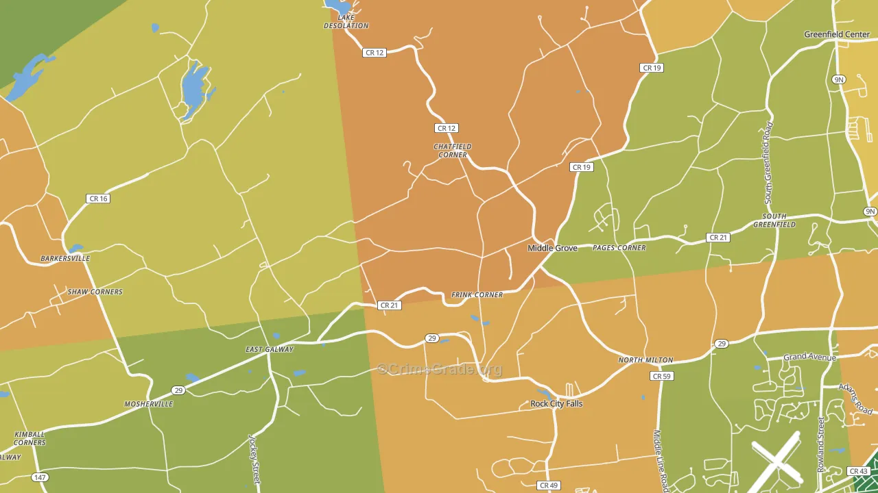 Middle Grove, NY Map of Burglary Rates