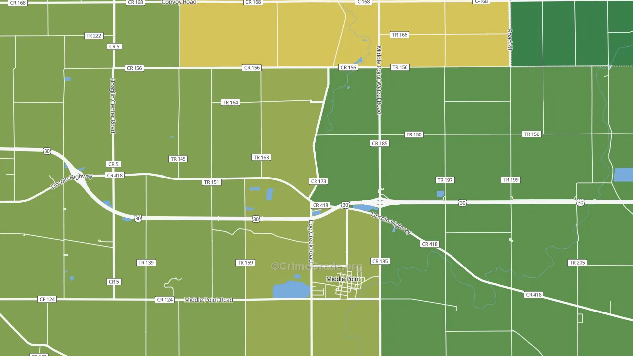 Middle Point, OH Map of Burglary Rates