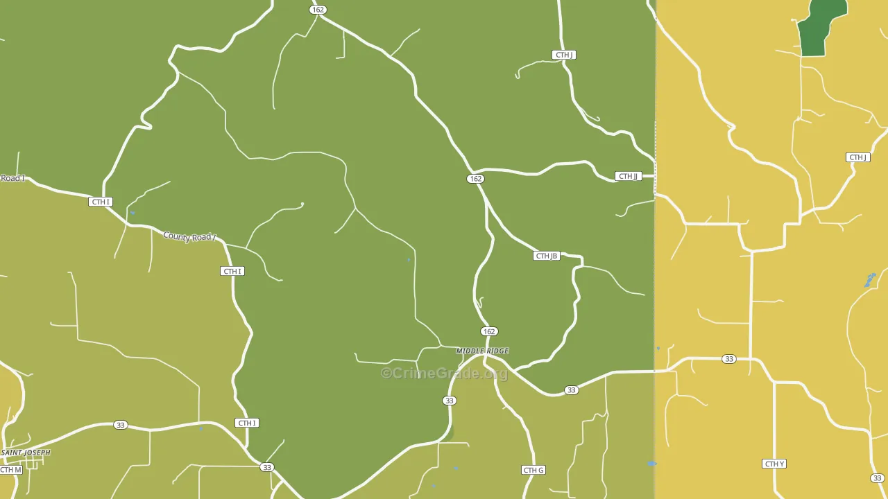 Middle Ridge, WI Map of Burglary Rates