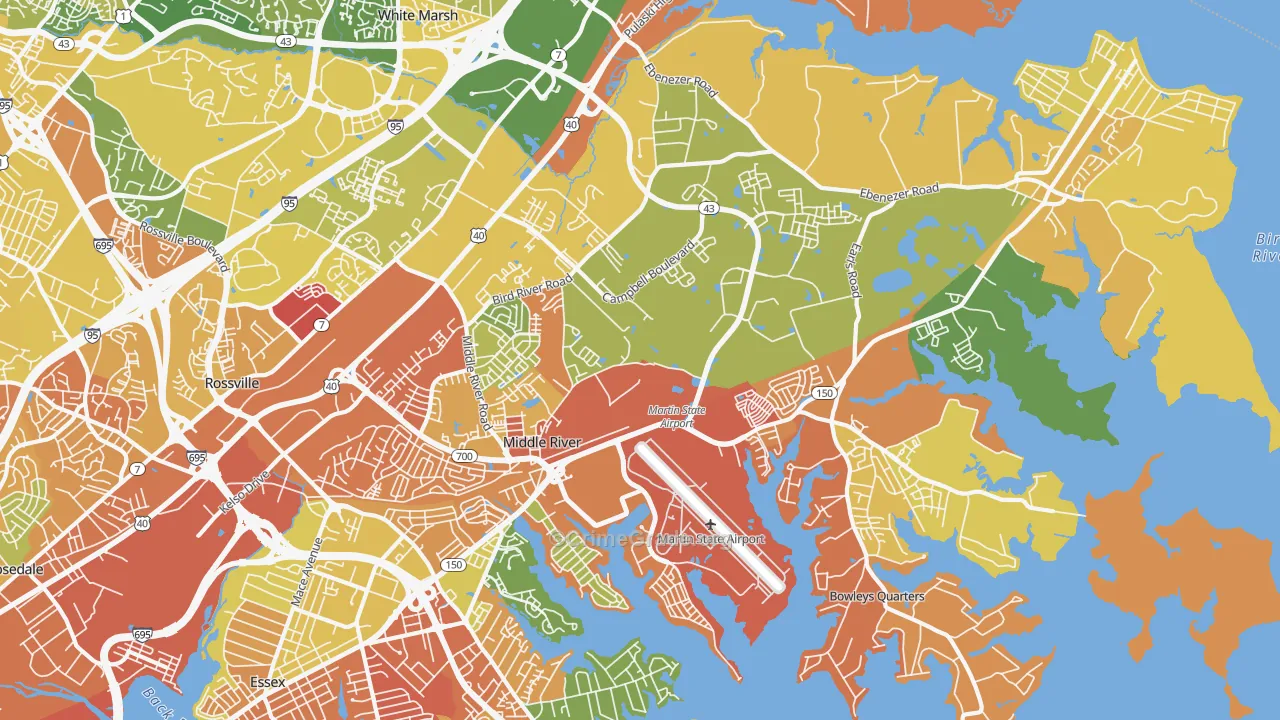 Middle River, MD Map of Burglary Rates