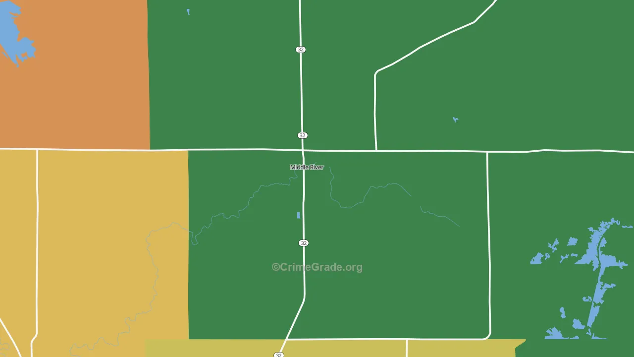 Middle River, MN Map of Burglary Rates